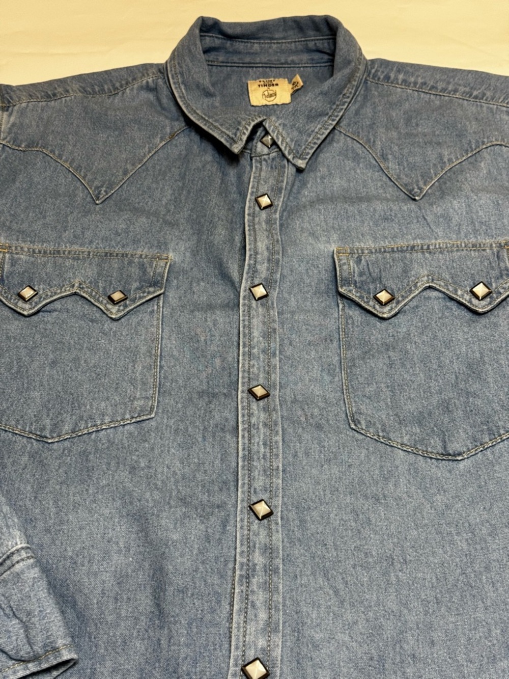 Flint And Tinder Shirt Mens XL Blue Denim Midland Western Snap Long Sleeve